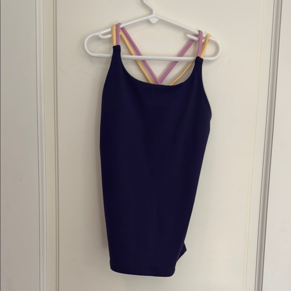 Athleta Girl Navy Tank with Pink and Orange Straps size 12